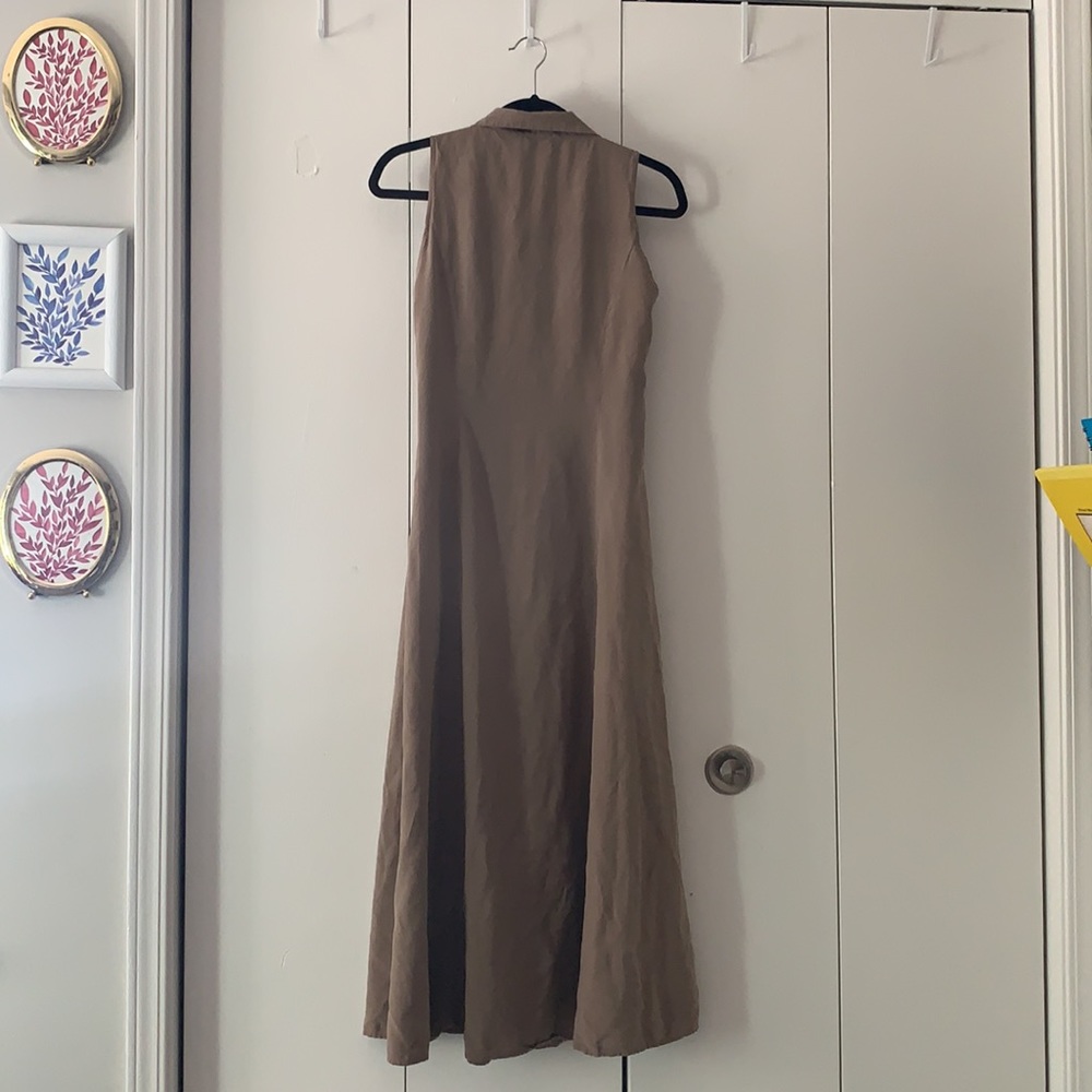 Vintage Tan Silk J. Crew Midi Dress Size 8 - Picture 6 of 6